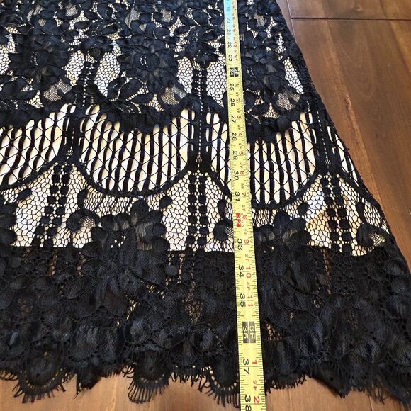 NWT MSLG Women Elegant Round Neck V-back Floral Lace Cocktail Party Dress Size L - Picture 13 of 16